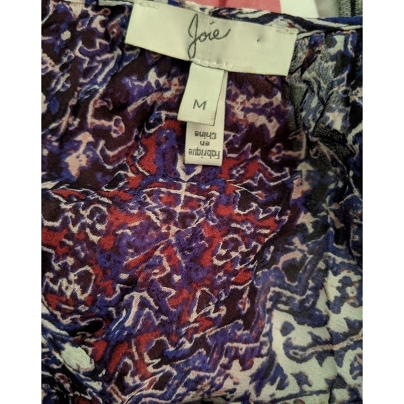 Joie V-Neck 3/4 Sleeve Print Silk Blouse - Picture 5 of 9